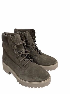 Timberland Carnaby Cool Mid Lace-Up Boots Suede Nubuck Olive Gray Women's 7.5